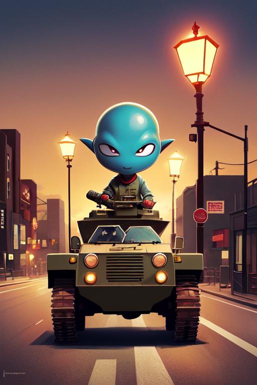 03674-2861120271-a study of cell shaded cartoon of a chibi alien driving a tank on a country road, street lamps, road, illustration, wide shot, s.png